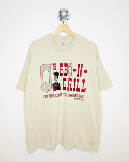Vintage 1998 Q’s BBQ N Grill Tan Tee Shirt
