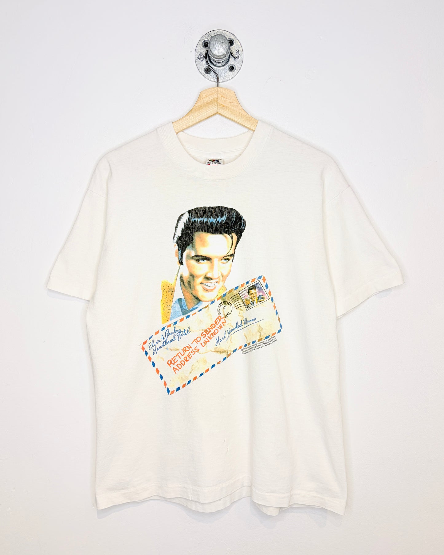 Vintage 1992 Elvis Presley Hard Headed Woman White Tee Shirt