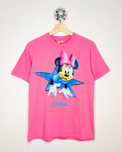 Vintage Disney Florida Mickey & Minnie Double Sided Pink Tee Shirt