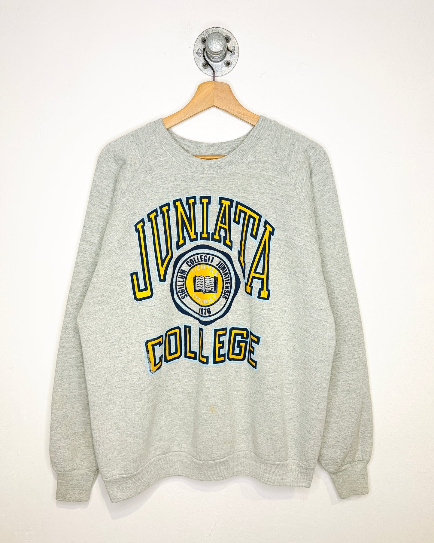 Vintage 90s Juniata College Puff Print Grey Crewneck Sweatshirt