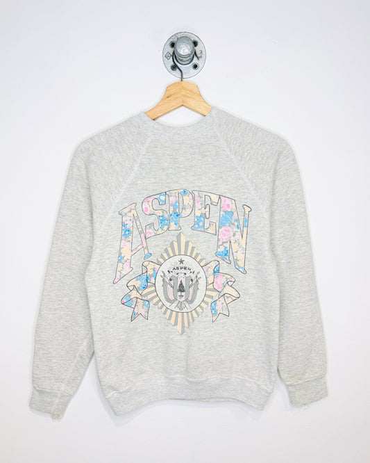 Vintage 90s Aspen Colorado Ash Grey Crewneck Sweatshirt