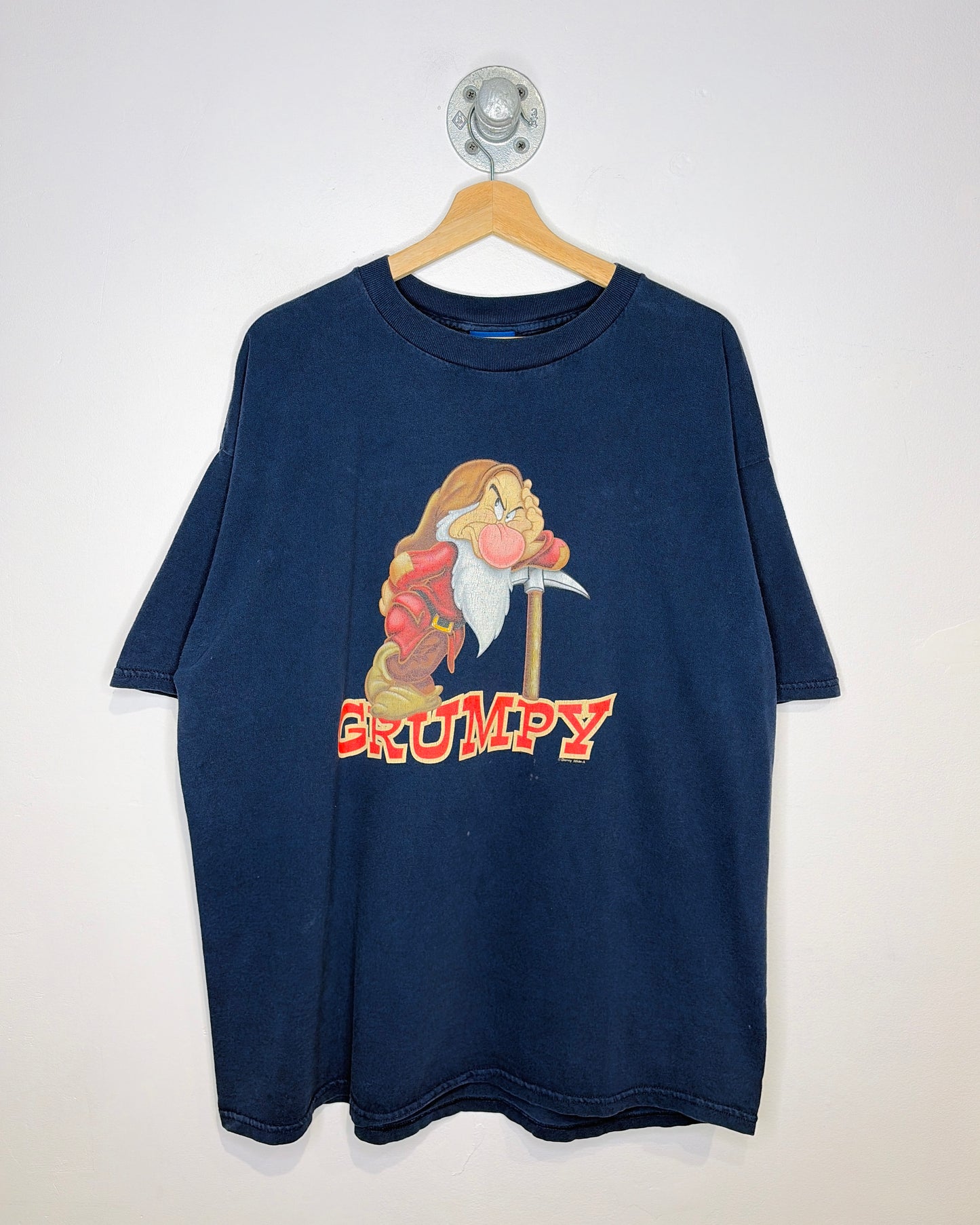 Vintage 90s Disney Grumpy Faded Navy Blue Tee Shirt
