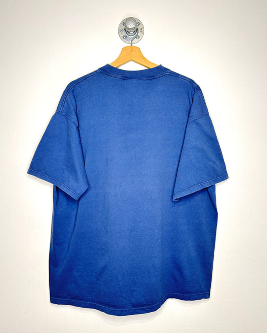 Vintage 90s Blank Slate Blue Pocket Tee Shirt
