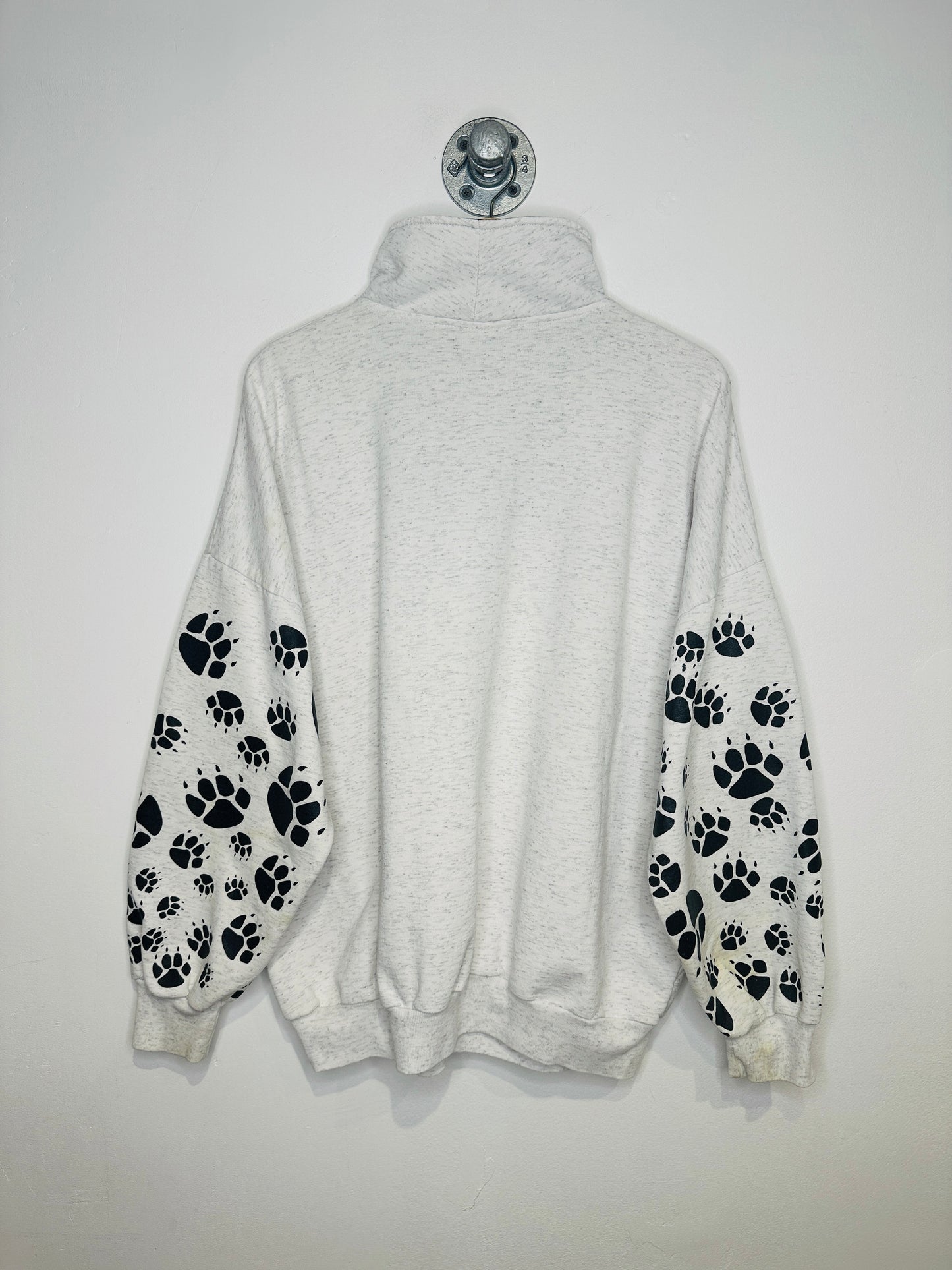 Vintage 1990s Canada Wolf Quarter Zip Grey Sweatshirt