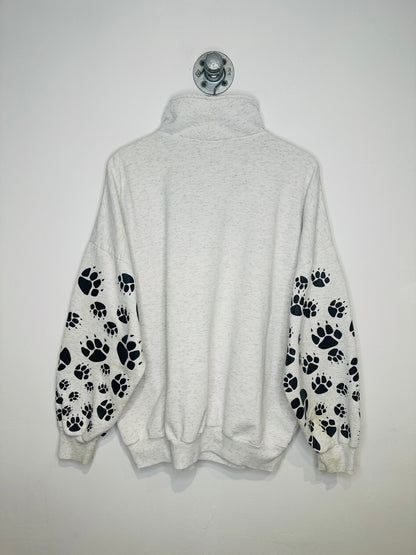 Vintage 1990s Canada Wolf Quarter Zip Grey Sweatshirt