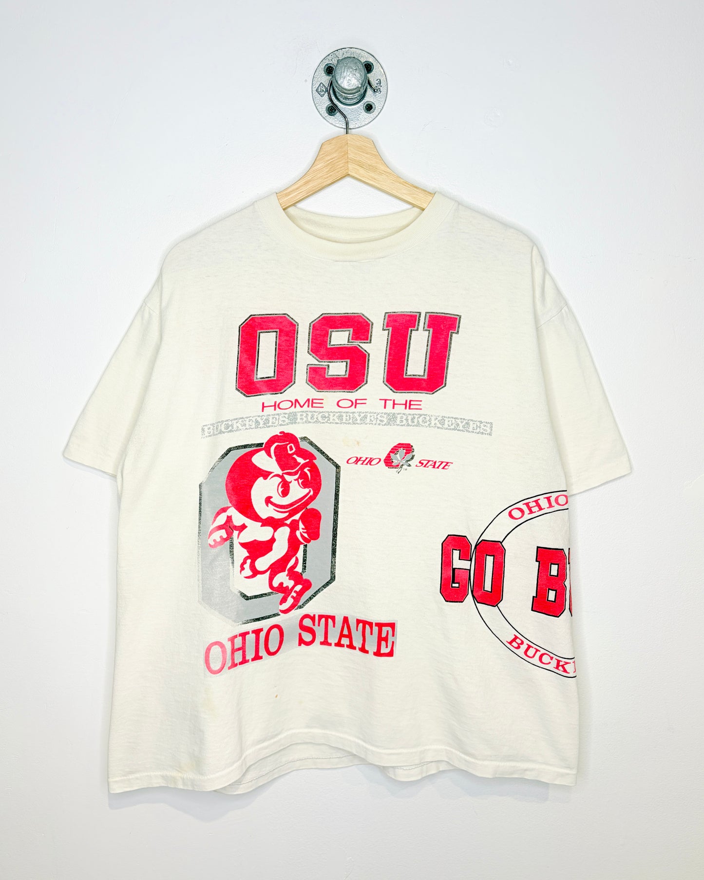 Vintage 90s Boxy Ohio State Buckeyes White Tee Shirt