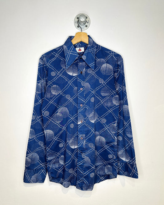 Vintage 90s Le Chateau Blue Paper Thin Dress Shirt