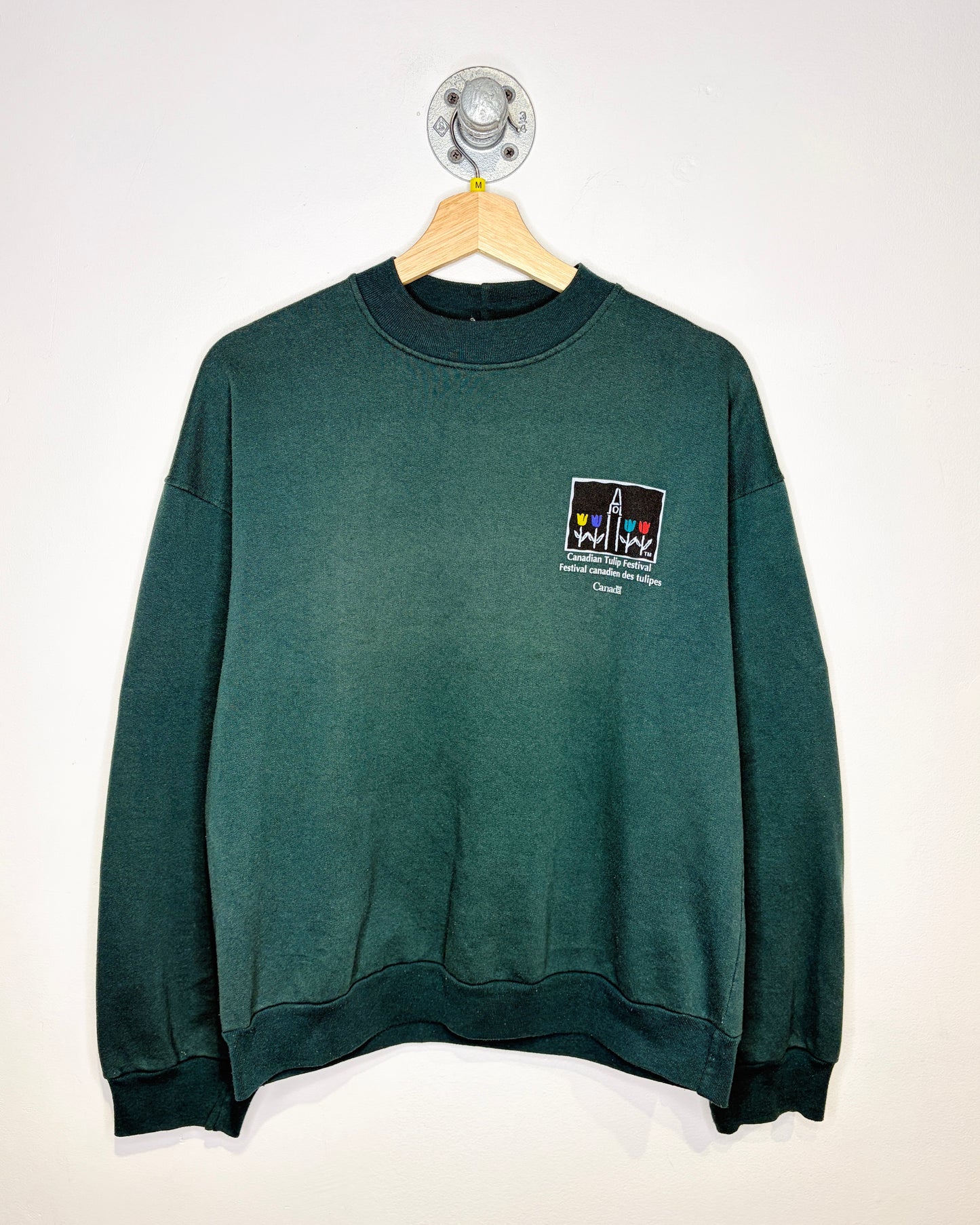 Vintage 1990s Canadian Tulip Festival Green Crewneck Sweatshirt