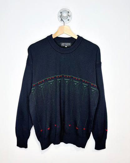 Vintage Jaeger British-Made Black Wool Sweater
