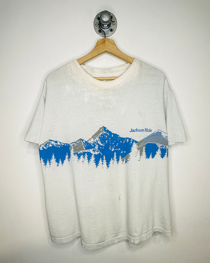 Vintage Jackson Hole Thrashed White Tee Shirt