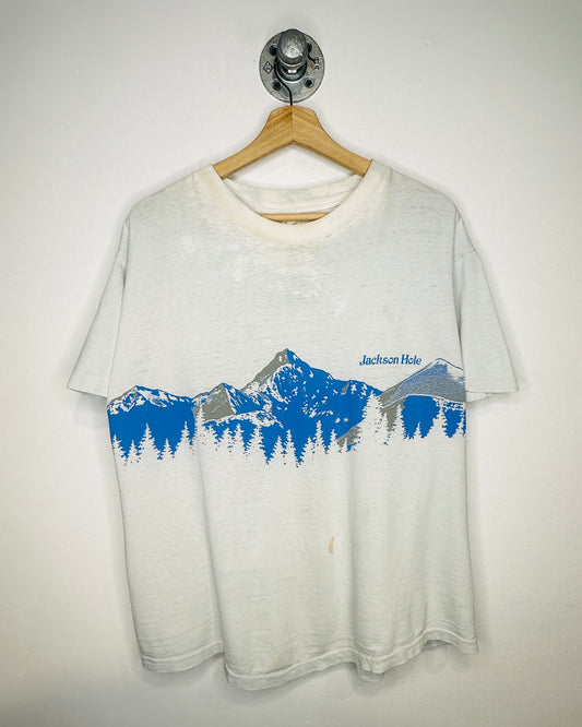 Vintage Jackson Hole Thrashed White Tee Shirt