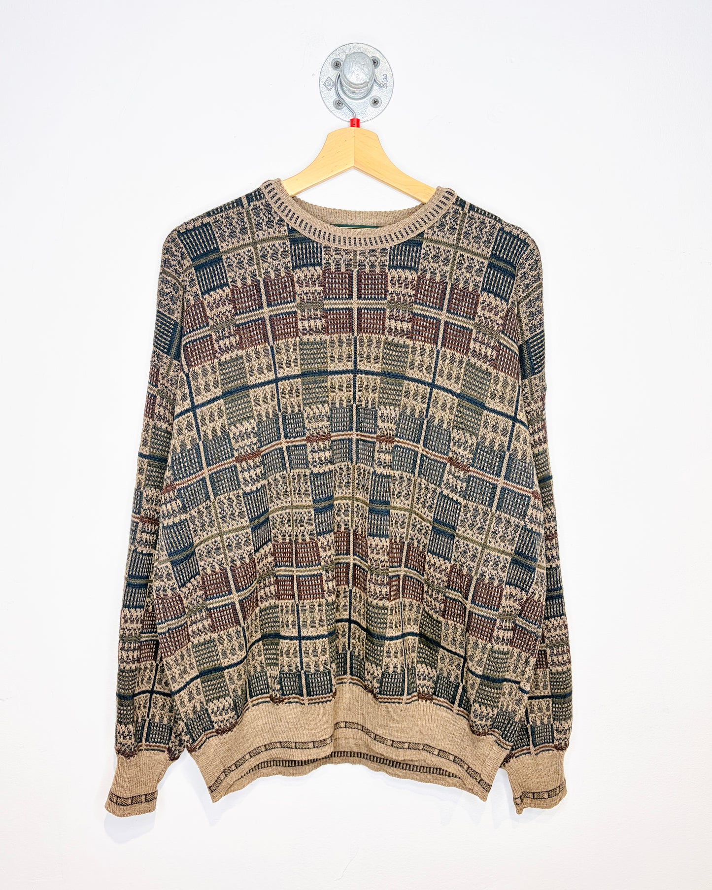 Vintage 1990s Croft & Barrow Beige And Brown Acrylic Blend Sweater