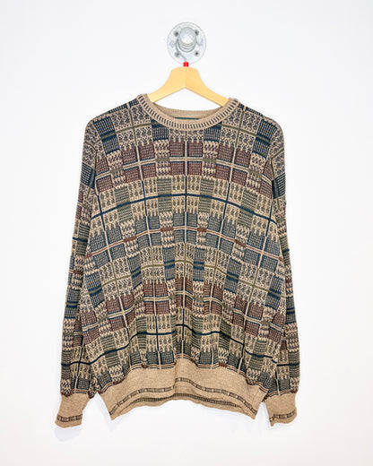 Vintage 1990s Croft & Barrow Beige And Brown Acrylic Blend Sweater