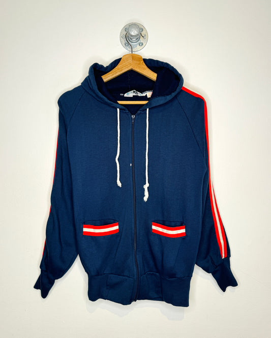 Vintage 80s K-Mart Navy Raglan Zip Up Hoodie
