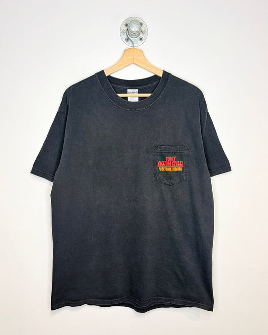 Vintage Tom’s Custom Cycles Black Pocket Tee Shirt