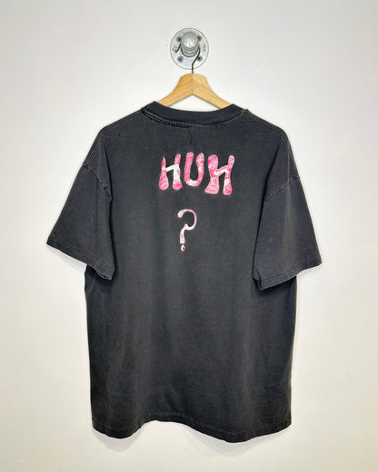 Vintage 90s “HUH ?” Faded Black Tee Shirt