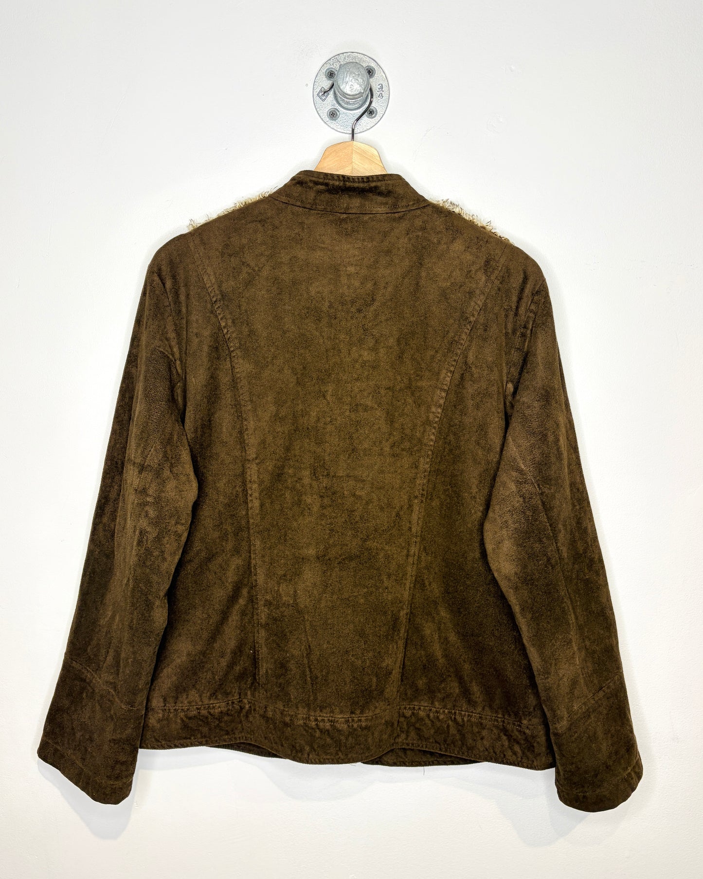 2000s Okali Shag Brown Suede Zip Up Women’s Jacket
