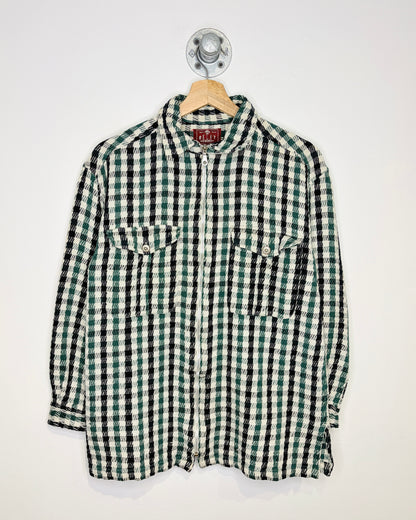 Vintage 90s Relay Houndstooth Pattern Zip Up Shirt