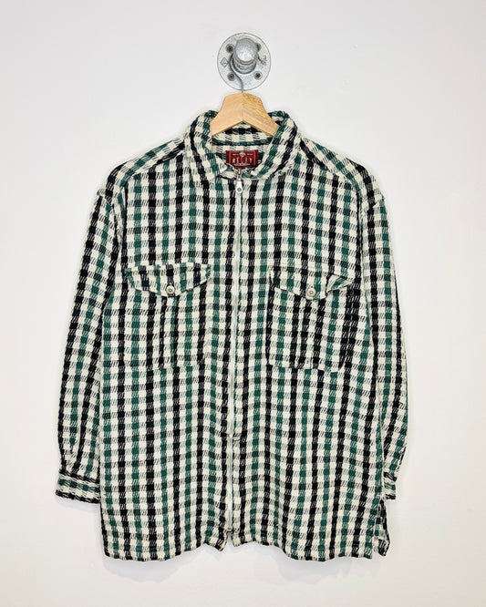 Vintage 90s Relay Houndstooth Pattern Zip Up Shirt