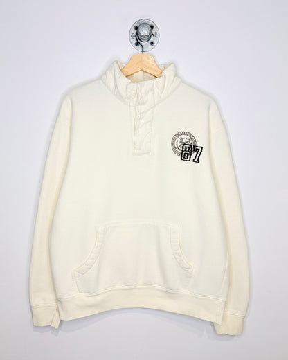 2000s Aeropostale Heavyweight Eggshell White 1/4 Button Sweatshirt