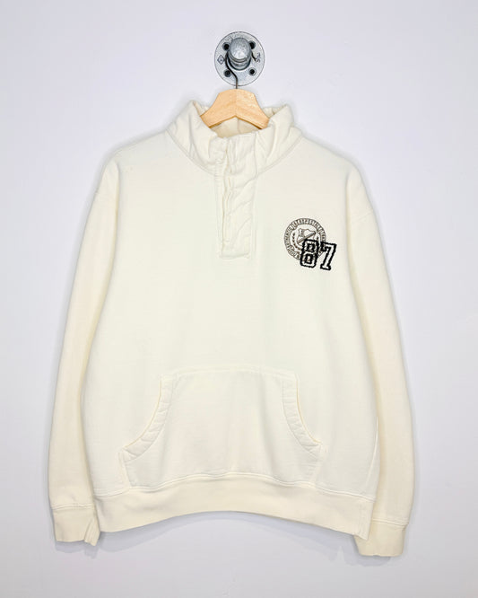 2000s Aeropostale Heavyweight Eggshell White 1/4 Button Sweatshirt