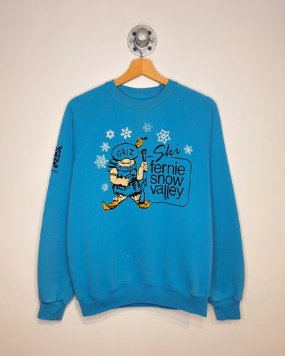 Vintage 80s Ski Fernie Snow Valley Light Blue Crewneck Sweatshirt