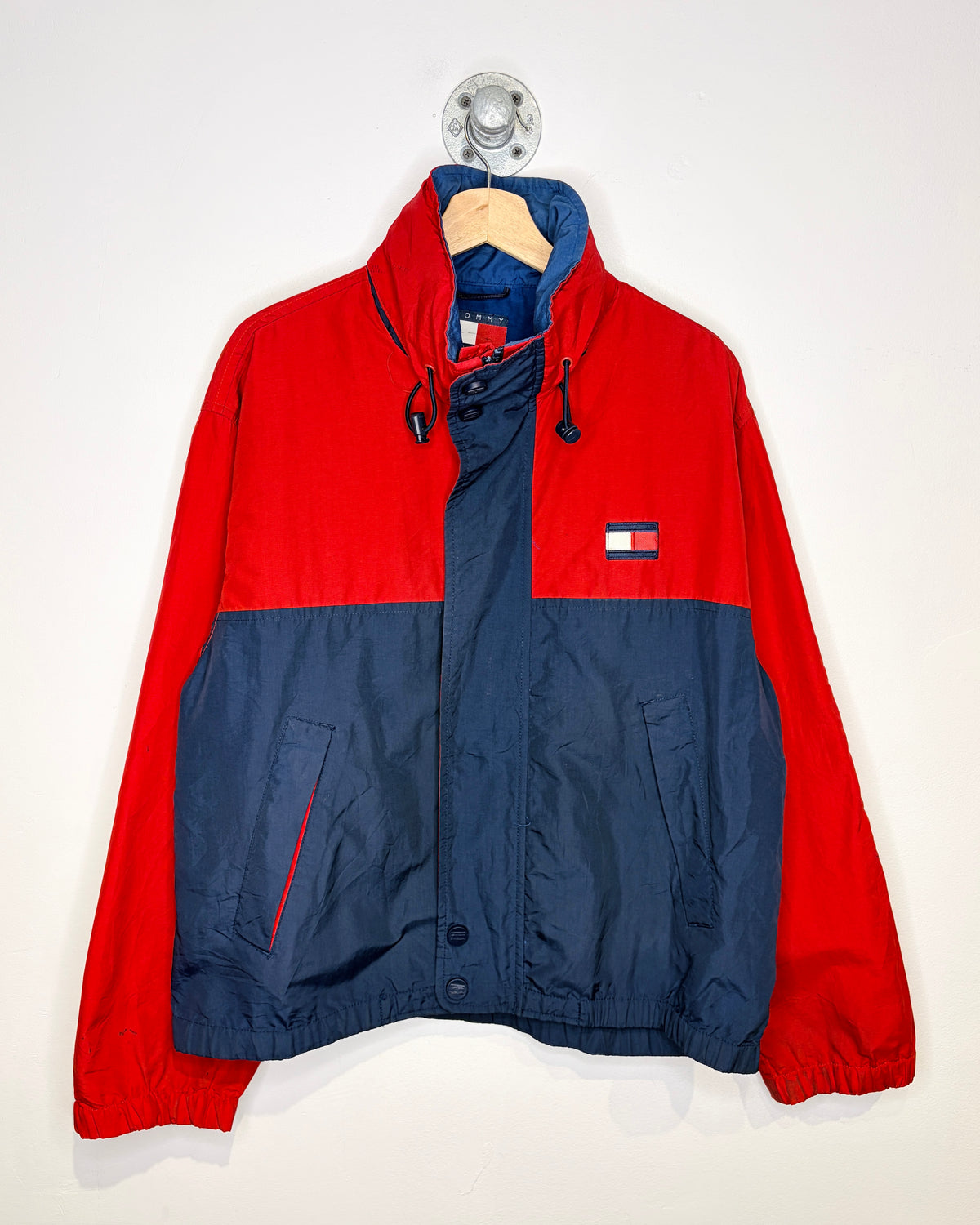 Vintage 2000s Tommy Hilfiger Navy & Red Packable Hood Jacket
