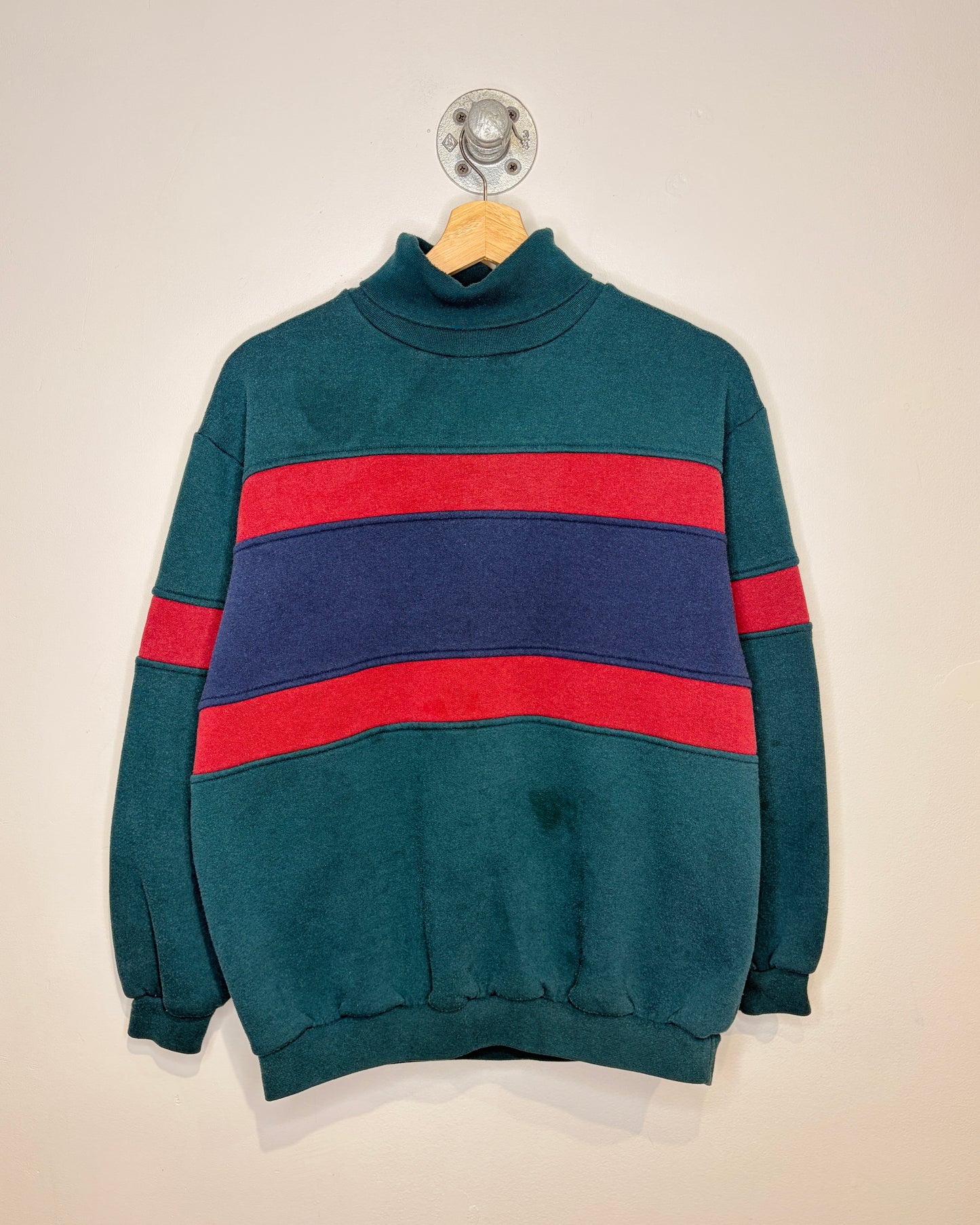 Vintage Bentalls Green Striped Turtleneck Sweatshirt