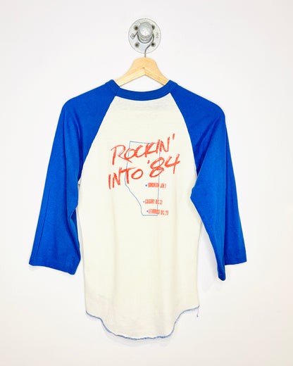 Vintage 1984 Headpins Alberta Tour White & Blue Raglan 3/4 Sleeve Shirt