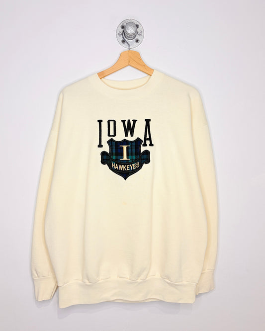 Vintage 90s Iowa Hawkeyes Off White Crewneck Sweatshirt