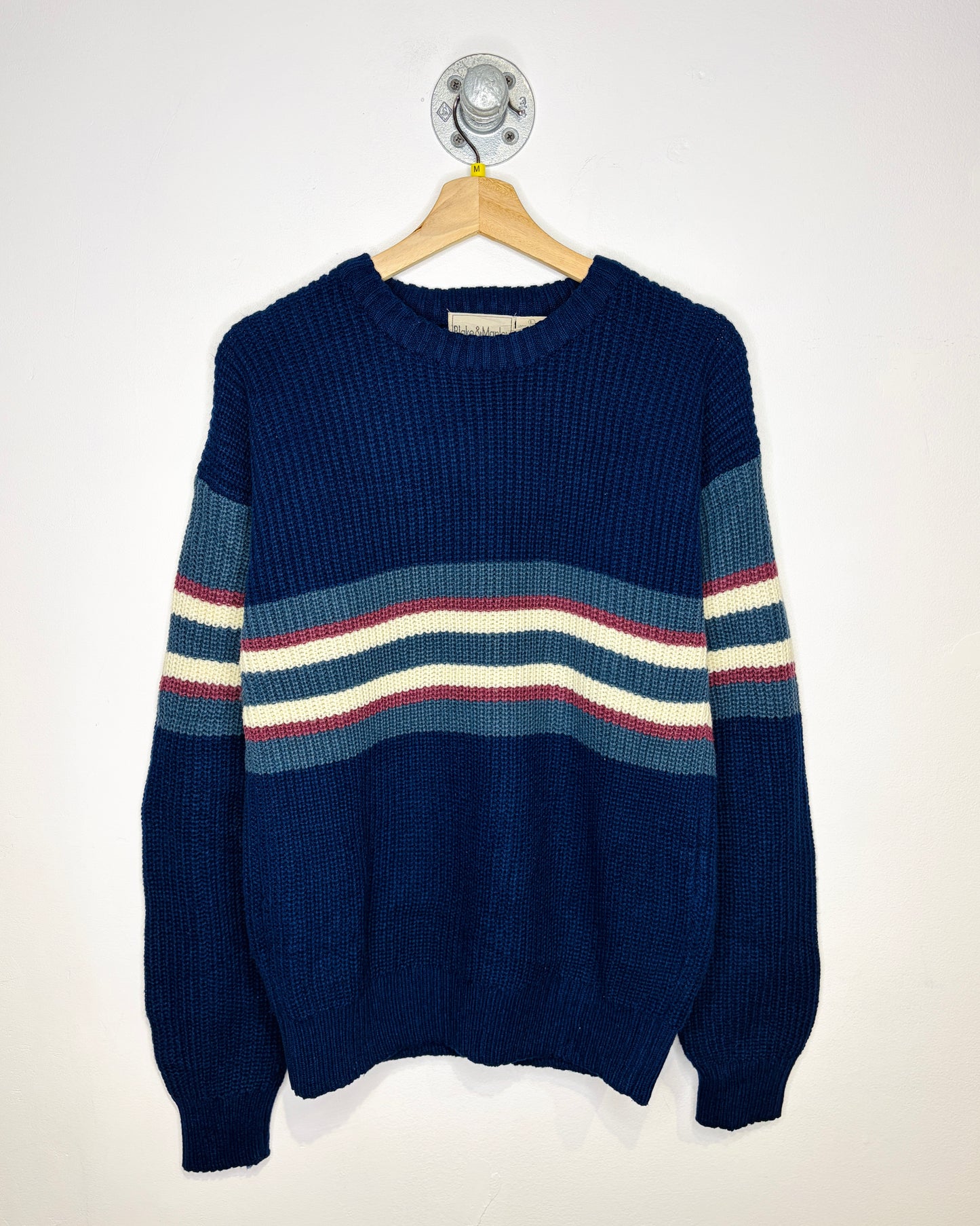 Vintage 1990s Blake & Manley Blue Striped Acrylic Sweater