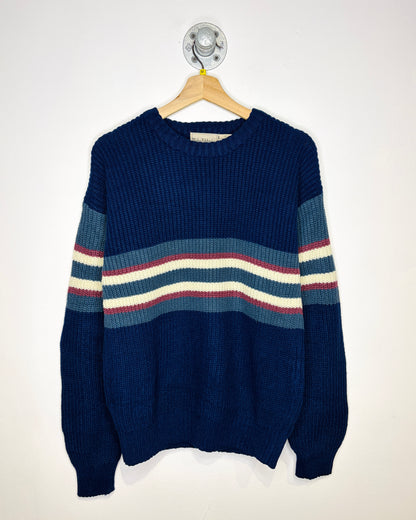 Vintage 1990s Blake & Manley Blue Striped Acrylic Sweater