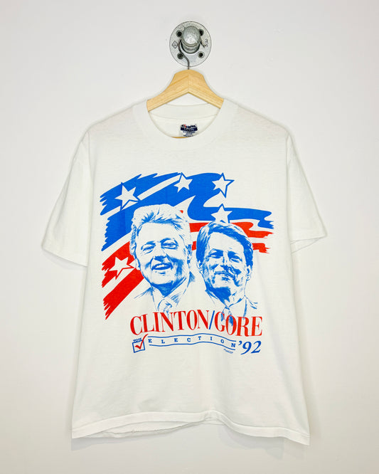 Vintage 1992 Clinton Gore Election White Tee Shirt
