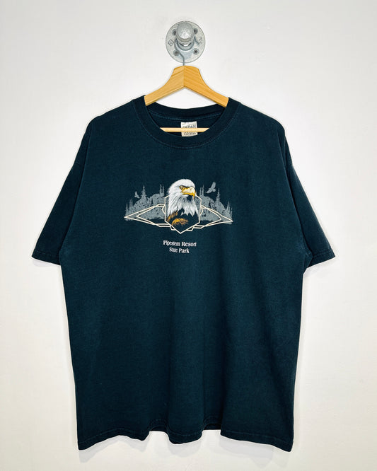 Vintage Pipestem Resort Bald Eagle Black Tee Shirt