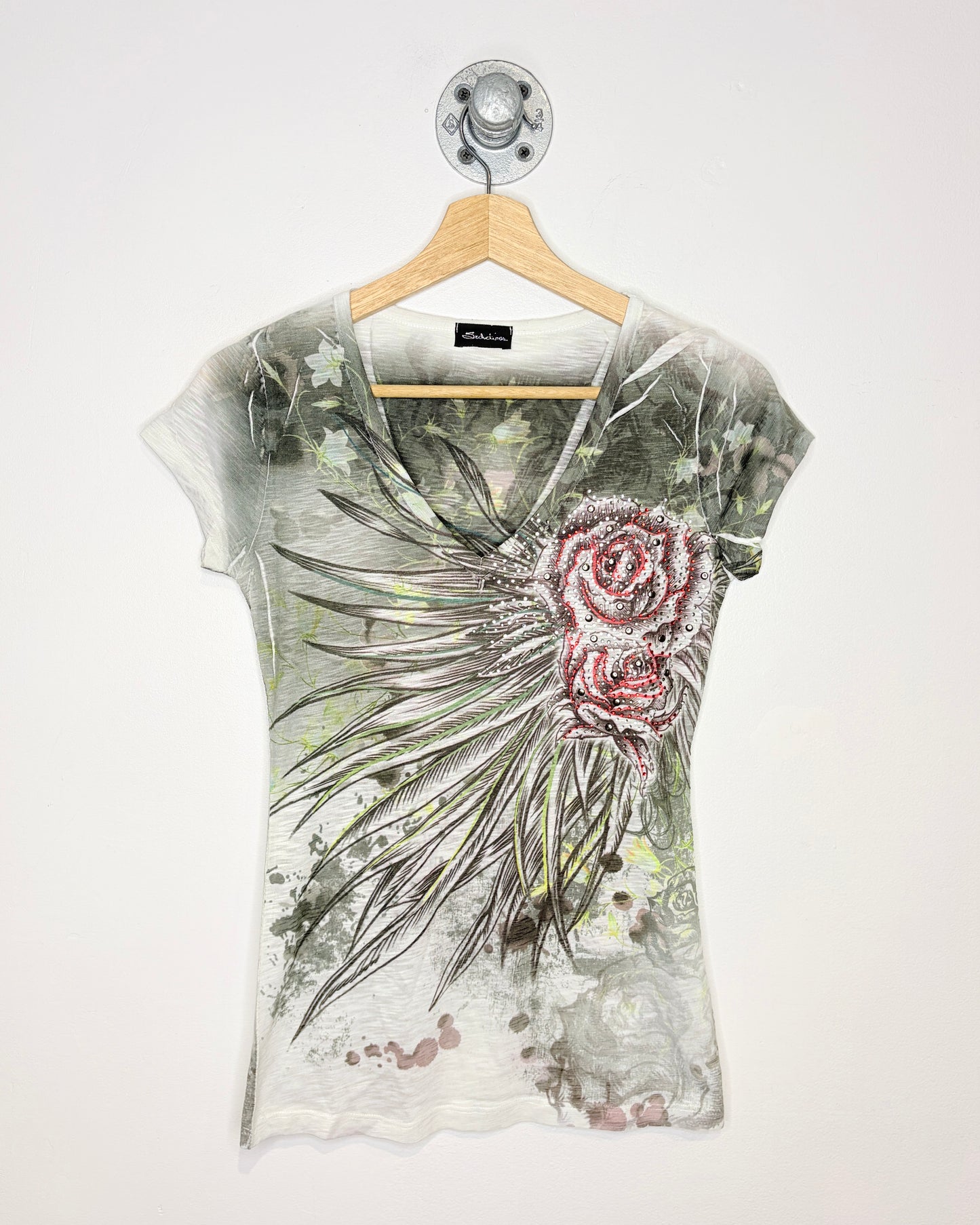 Roses And Rhinestones Women’s Short Sleeve Tee Shirt