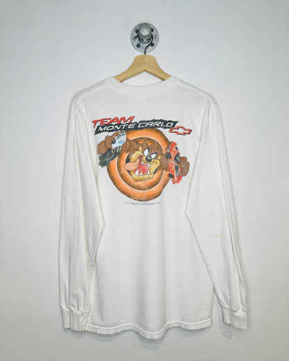 Vintage 2002 Looney Tunes Taz Monte Carlo White Tee Shirt