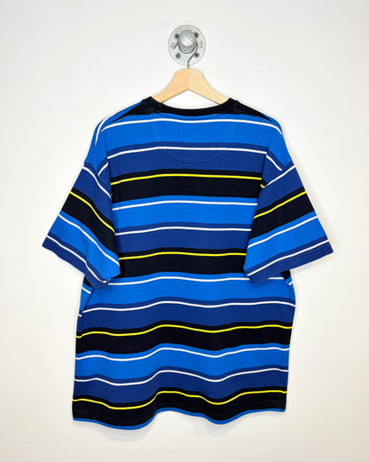 2000s Chaps Ralph Lauren Blue Striped Tee Shirt