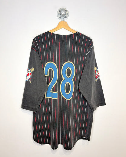 Vintage 90s Disney Mickey Baseball World Champs Black 3/4 Sleeve Shirt