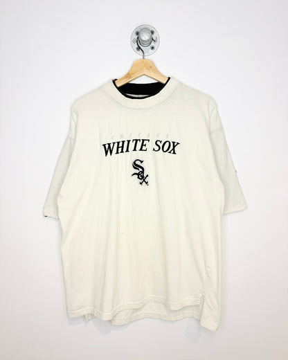 Vintage 90s Chicago White Sox Double Collar White Tee Shirt