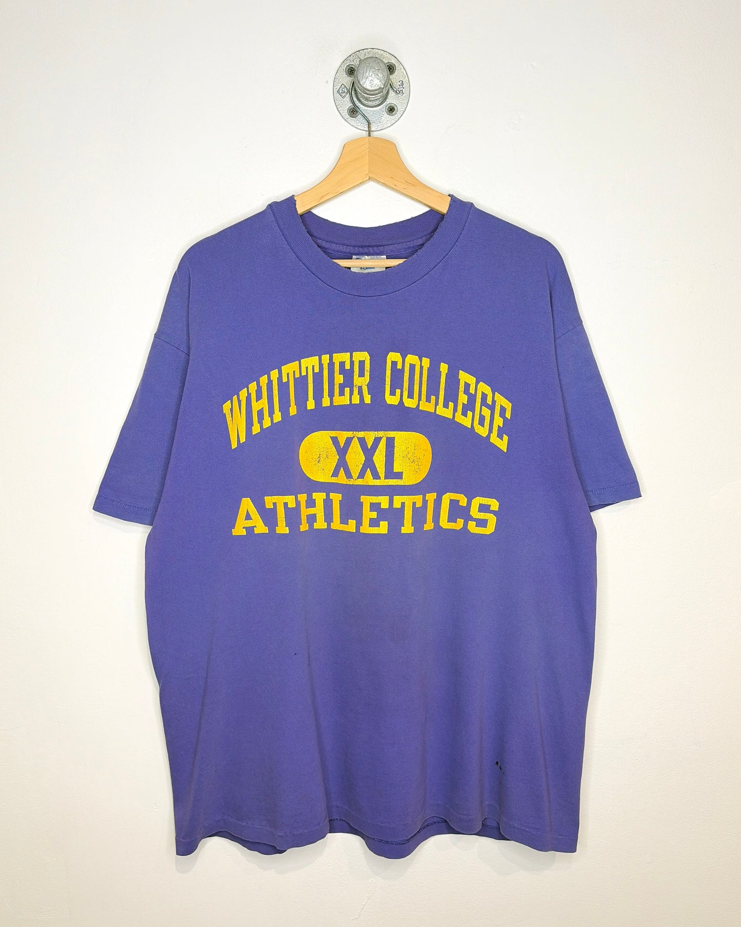 Vintage 90s Whittier College Athletics Faded Purple Tee Shirt