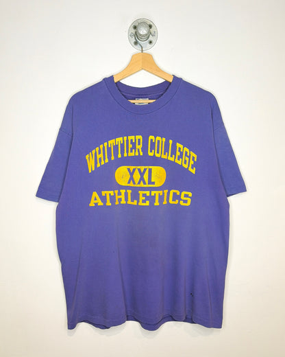 Vintage 90s Whittier College Athletics Faded Purple Tee Shirt