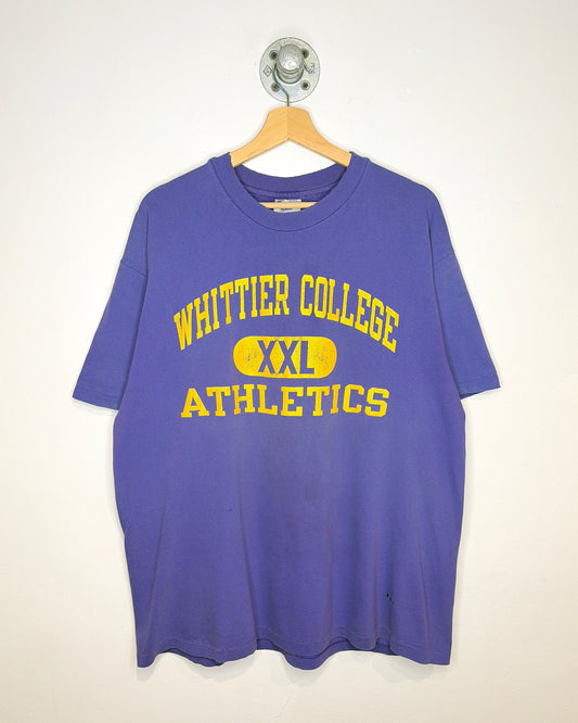 Vintage 90s Whittier College Athletics Faded Purple Tee Shirt