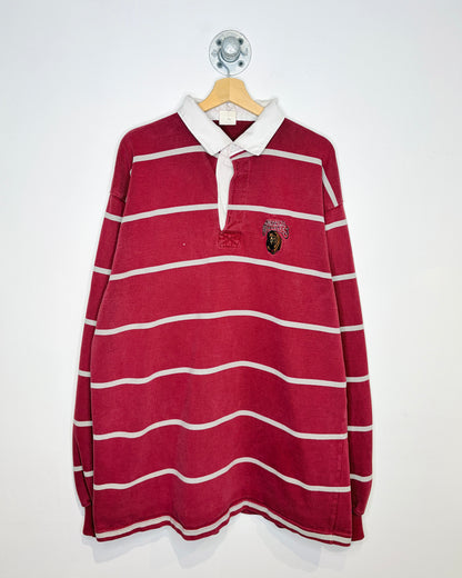 Vintage 90s Montana Grizzlies Red Striped Rugby Shirt