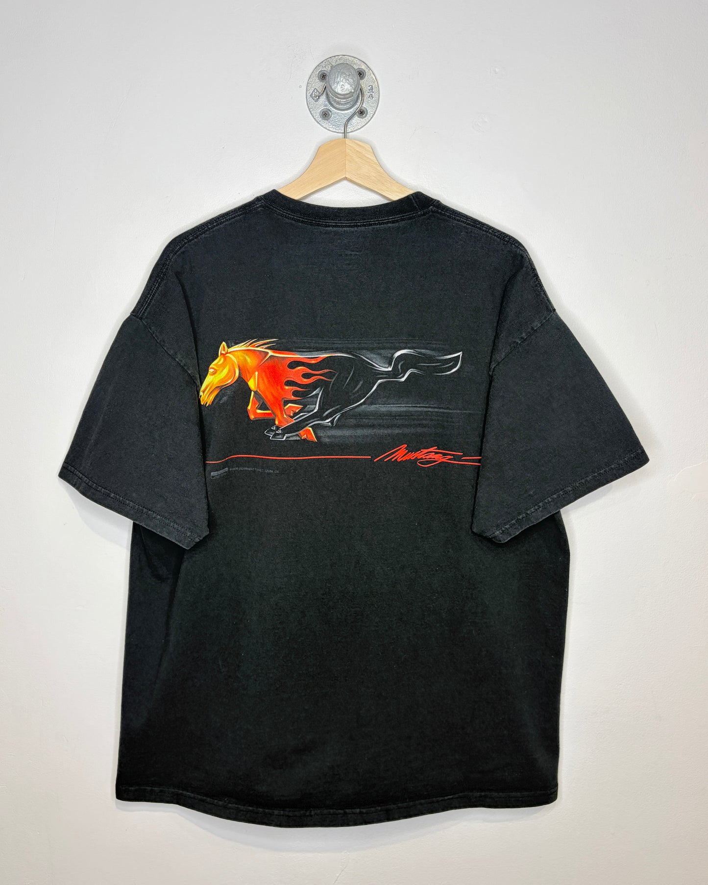 Vintage 2000 Boxy Mustang Racing Black Tee Shirt