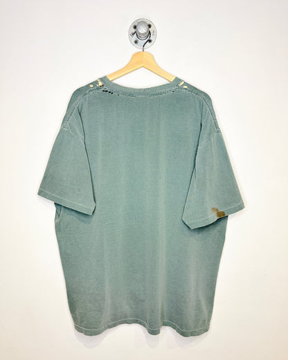Vintage 1993 Thrashed “Evolution Of Golf” Faded Green Tee Shirt
