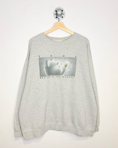 Vintage Pooh Bee-Hold The Moment Grey Crewneck Sweatshirt