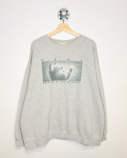 Vintage Pooh Bee-Hold The Moment Grey Crewneck Sweatshirt