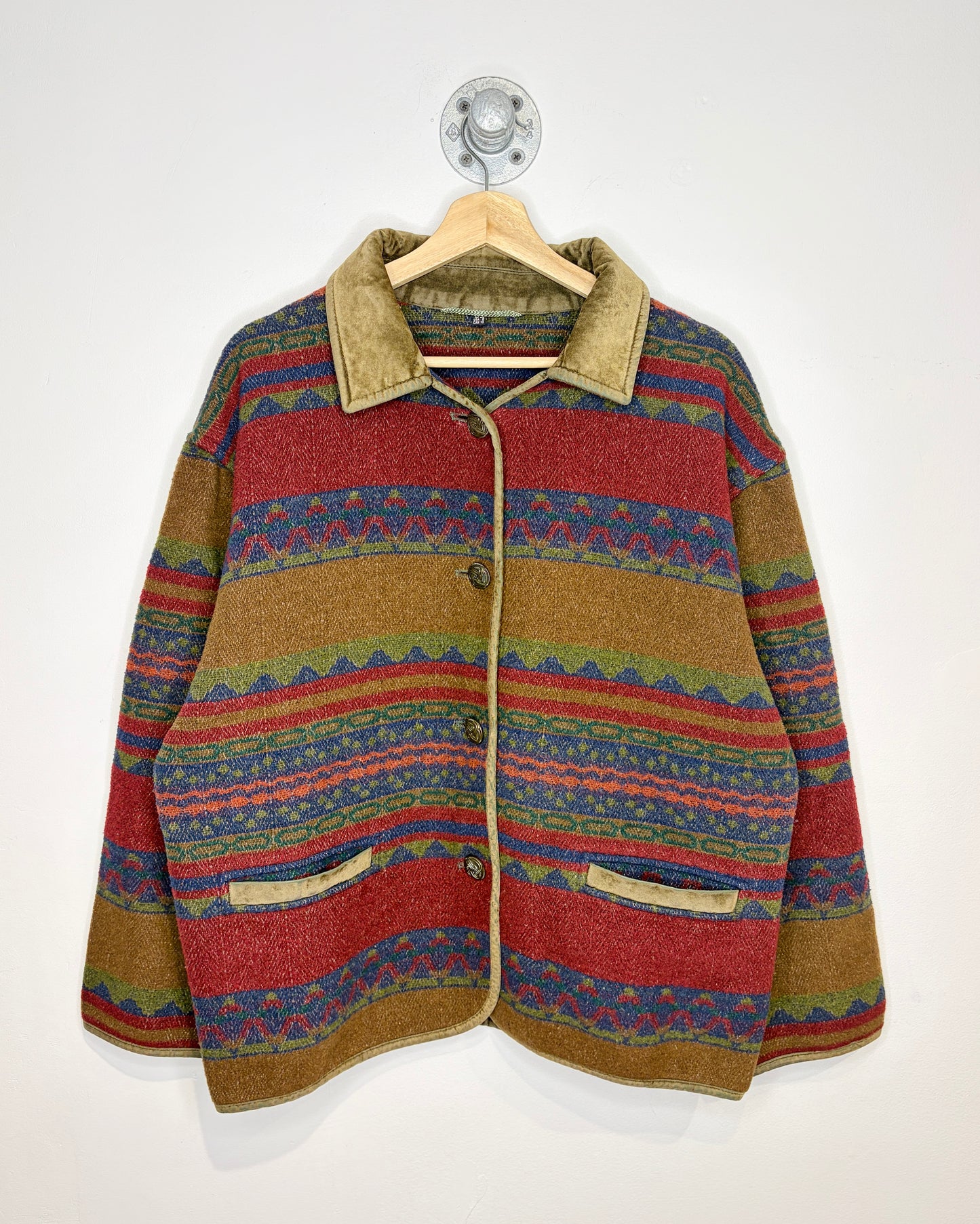 Vintage Clock House Aztec Pattern Wool Jacket