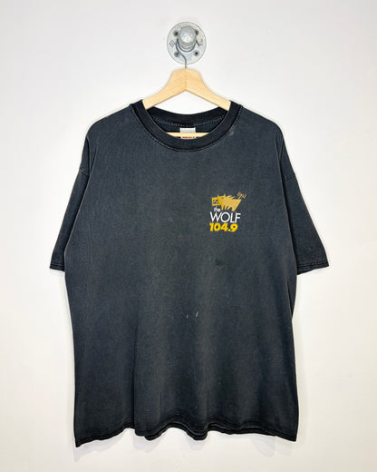 Vintage 90s The Wolf 104.9 Faded Black Tee Shirt