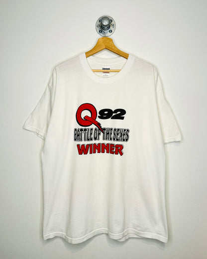 Vintage Q92 Battle Of The Sexes Winner White Tee Shirt